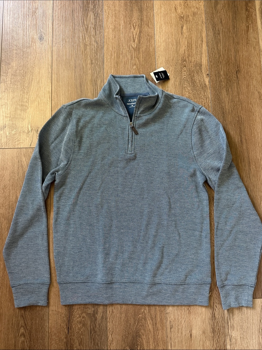 J. Crew Men's Light Heather Navy  Quarter-Zip Sweater